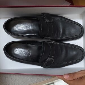Salvatore Ferragamo Men's Black Navarro Loafers Size 10 D